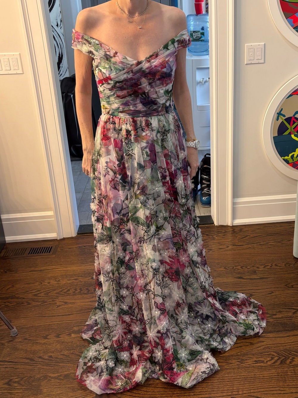 Marchesa Notte Vibrant Floral Evening Gown